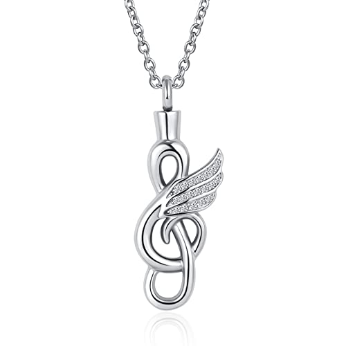 Music Note Cremation Jewelry for Ashes Clef Musical Note Urn Necklace for Human Ashes Keepsake Memorial Jewelry Gift, UR-25_Music