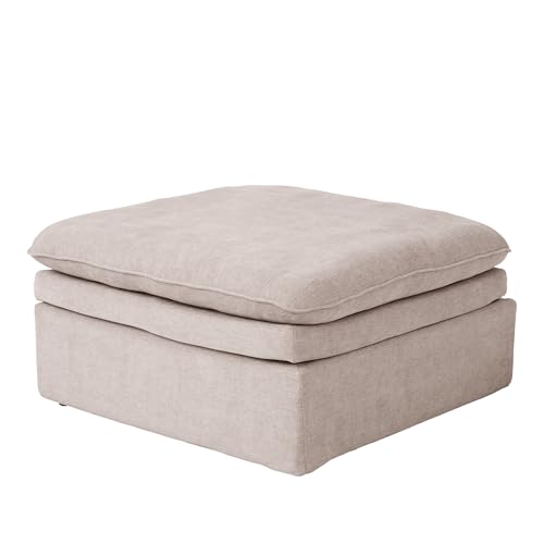 Image of WJShome Modular Ottoman Seater, Deep Seat Footstool with Water-Resistant & Stain-Resistant Fabric, Removable Washable Covers,Modern Footrest for Living Room, Apartment, Khaki