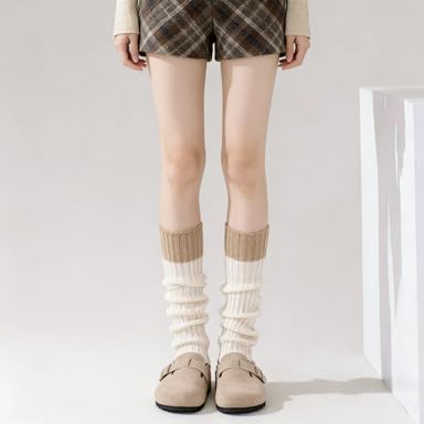Women Y2K Long Color-Block Leg Warmers Retro Trendy Versatile Everyday Accessories