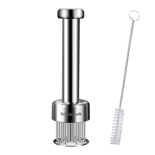 hillokyeah Meat Tenderizer Tool, with 21 Needles Retractable Safety Guard, 304 Stainless Steel,for Tenderizing Beef,Steak, Chicken, Turkey, Dishwasher Safe