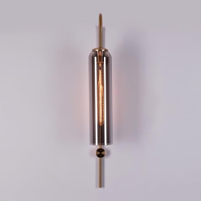 Image of Black Long Glass Wall Light | Mirror Black Copper Metal Wall Lamp Fixture | Decorative Lighting for Living Room Bedroom Dining Cafe Bar Restaurant | Modern Home Decor | Without Bulb