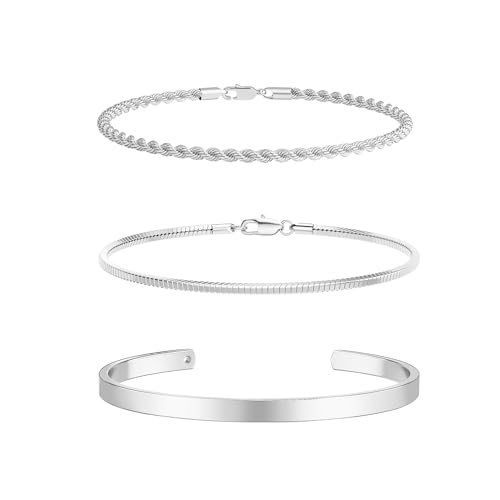 Affolace Mens Bracelet, Dainty Silver Plated Bracelets for Men Non