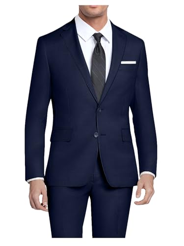 Mens 2 Piece Slim Fit Suit Set Two Button Solid Suit Jacket Pants with Tie Notch Lapel Casual Wedding Suits