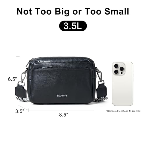 Image of Bluome Crossbody Purse for Women Multi Pocket Crossbody Bag with 3 Front Pockets Leather Shoulder Bag Everyday Travel Bag