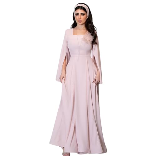[Generic]Waist-Cinching Long Dress Womens Elegant Slim Fit Dress Solid Color Bell Long Sleeve Maxi Dress with A-Line Flowy Design Perfect for Holiday Prom Wedding