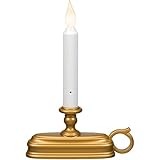 Xodus FPC1525B Battery Operated LED Window Candle with Sensor, White / Golden