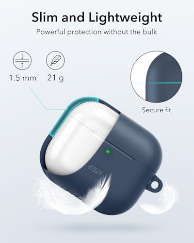 Image of ESR for AirPods 4 Case, Compatible with AirPods 4th Generation Case (2024) (USB-C), Magnetic Lid Lock, Full Drop Protection Cover, Cloud Soft Case, Navy Blue