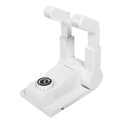 FORLIM Boot Dryer for Work Boots, Shoe Dryer with Heat Blower, Glove Dryer & Boot Warmer - 180° Adjustable Dry Rack - Telescopic Bendable Dry Ports - Intelligent Timer - White Cover