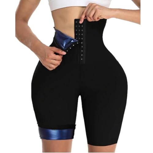 Image of GVV Sauna Sweat Shorts Pants for Women Compression Shapewear Body Shaper Tummy Control Thigh Slimming High Waist Workout Gym Exercise Yoga Thermo Trainer