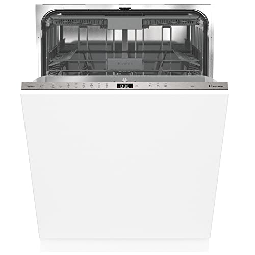 Hisense HV663C60 - Lavavajillas Integración 60 cm, 3º Bandeja, Bajo consumo, 16 Cubiertos, 7 Programas, 42 dB con modo Lavado Rápido Inox