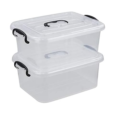 Nicesh 8L Latching Plastic Storage Box with Handle, Clear, 2-Pack Cover
