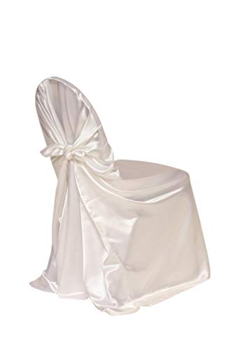 YOUR CHAIR COVERS - 70 Pack Satin Self-Tie Universal Chair Cover White, Pillow Case Slipcovers for Chairs in Weddings and Events