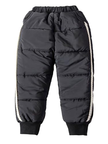 Yhong Pantalones de chándal para bebé y niña, de forro polar, cintura elástica, pantalones de deporte, con bolsillos, 1-8 años, Negro , 122/128 cm