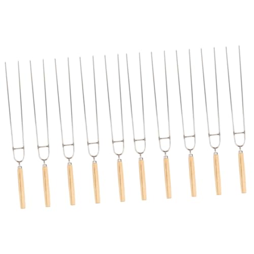BESPORTBLE Non-magnetic Bbq Forks 10 Pack U-shaped Chicken Wing Forks Sturdy Stainless Steel Wood Handle Easy to Clean