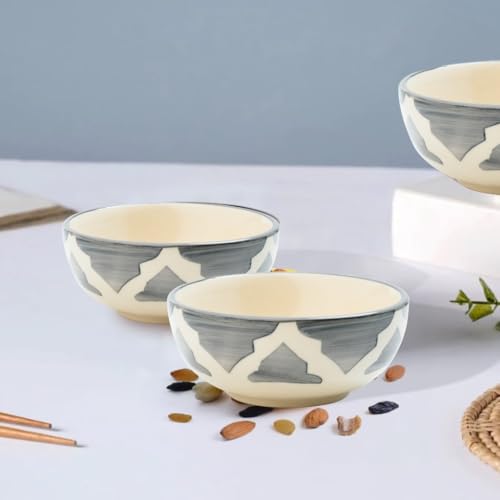 Image of Ceramic Bowl Set | 2-Piece Lightweight Crockery for Daily Use | Ash Grey Ramen & Snack Bowls (125ml Each) | Elegant Microwave & Dishwasher Safe | Perfect Christmas & New Year Gift