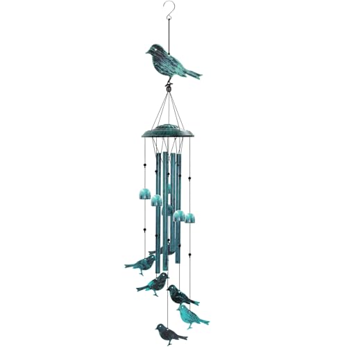 Askhald Bird Wind Chimes for Outside Windchimes Outdoors with 6 Wind Bells Hanging Decor for Patio Garden Porch Backyard Birthday Thanksgiving Christmas for Mom Grandma Nana
