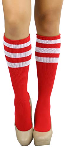 Image of ToBeInStyle Women's Premium Below Knee Athletic Socks w /Contrasting Wide Stripes