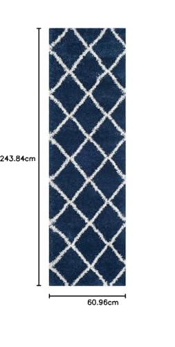 Image of Handwoven Microfibre 3D Rug for Living Room (Navy Blue, 2 X 8 Feet (Runner), Microfibre)
