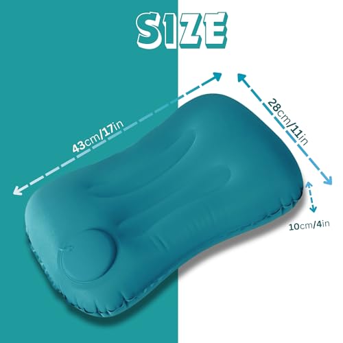 Homeaura Inflatable Travel Pillow - Ultralight Camping Pillow for Lumbar Support - Compressible Neck Pillow for Camping, Hiking, and Travel (Green) 6 31bZw1eJAAL