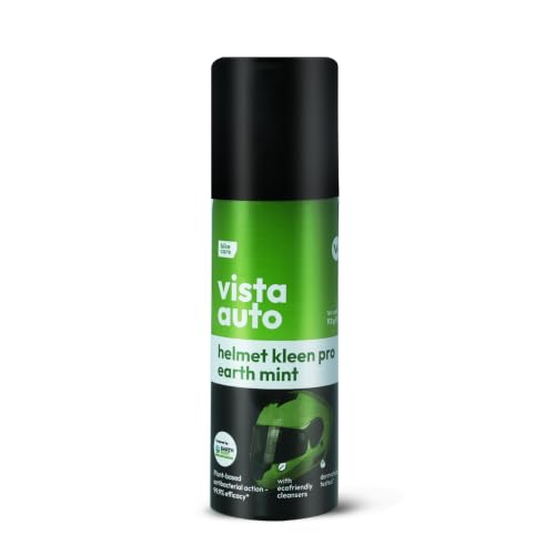 Image of Vista Auto Helmet Cleaner Pro - Earth Mint 125 ml | Helmet Cleaner Spray for Bike Helmets | Helmet Deodorizer | Removes Sweat Smell | Antibacterial Helmet Freshener | Natural Plant-Based Formula