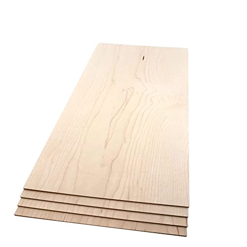 The Hardwood Edge Maple Hardwood Planks - 4-Pack Hard Maple Wood for Unfinished Wood Crafts - 1/8’’ (3mm) 100% Pure Hardwood - Laser Engraving Blanks - Maple Wood Blanks for Crafts and Gifts