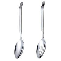 Servierlöffel groß, servierlöffel edelstahl groß Langer Griff servierlöffel mit schlitz großer löffel Servierlöffel rührlöffel Für Parteien Küche (2 Pcs) 27.6 * 5.8cm