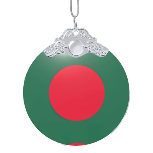 TTYDOKLA Pendentif rond en verre avec imprimé drapeau du Bangladesh, bijou fait à la main, pendentif d'intérieur polyvalent, décoration de Noël élégante, taille unique