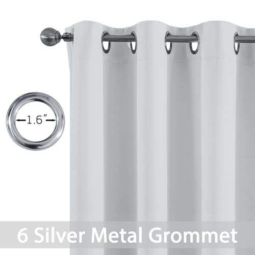 Yakamok 90 Inch Length Room Darkening Drapes Blackout Curtains for Bedroom,Thermal Insulated Grommet Curtain Panels for Living Room,52W x 90L,Greyish White, One Pair