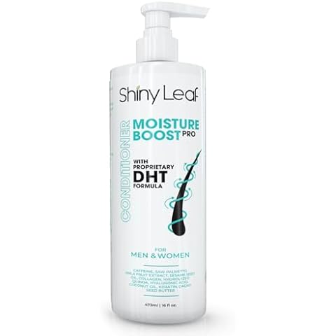 Moisture Rich DHT Conditioner 16oz - Hair Growth Formula - Sulfate Free Deep Conditioner for Dry Damaged Hair - Women and Men, 16 Fl. Oz., Shiny Leaf Made In The USA Cover