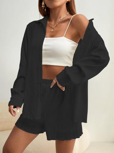 Image of Leriya Fashion Co-Ord Set for Women Stylish | Summer Night Suit for Women | Unique Textured Pattern Pyjama Set for Woman Travel Beach & Holiday Looks | Trendy Top & Shorts for Summer Day Vacations