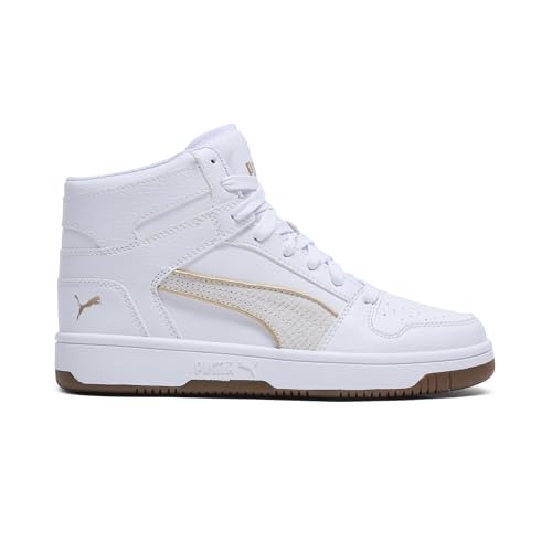 Image of PUMA Women's Rebound Layup Mid Shoes, White-Gold AH25, 11