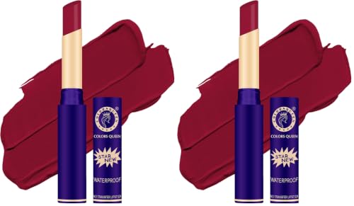 Image of Colors Queen Queen Lips Matte Lipstick | Long Lasting Lipstick Waterproof Highly Pigmented with Smooth Application | Smudge Proof Lipstick for Women (06 - Royal Maroon) (Pack of 2)