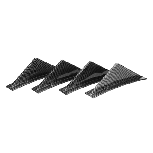 Diffuseur arrière look carbone de haute qualité lèvre incurvée 4 pièces ailerons de requin