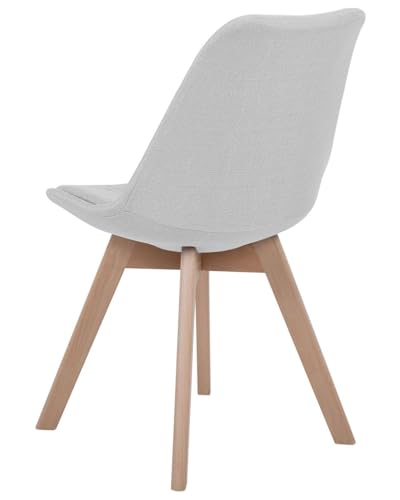 Image of Set of 4 Modern Style Mid Century Modern Dinning Room Cafe Hotel Office Wooden Legs Chair (Full Fabric Light Grey)