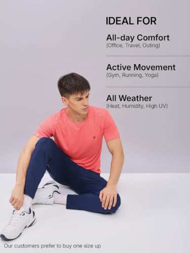 Image of TECHNOSPORT Men's Slim Fit Polyester Activewear Sports T-Shirt with Moisture-Wicking Comfort for Workout, Running & Gym