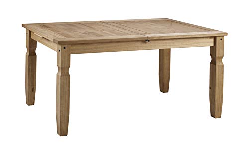 Mercers Furniture Trade Corona Small Extending Dining Table Solid Wood Pine Wooden Mexican Style Extendable Dining Room Kitchen 76cm High 122/162cm Wide 91cm Deep