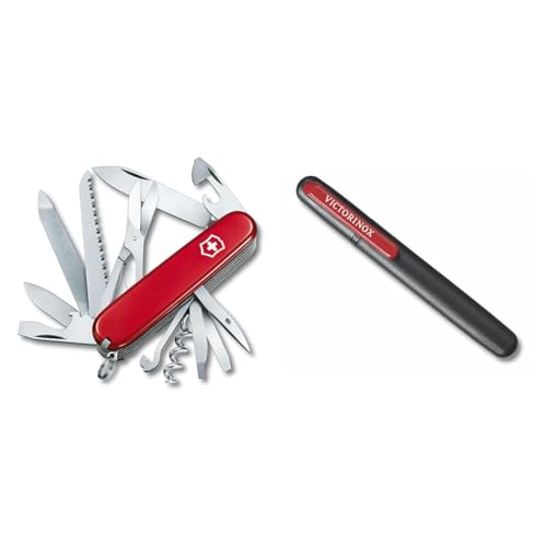 Victorinox Schweizer Taschenmesser Ranger, Swiss Army Knife & Dual-Messerschärfer Outdoor, Taschenmesser Schärfer, Schleifstein klein, schwarz