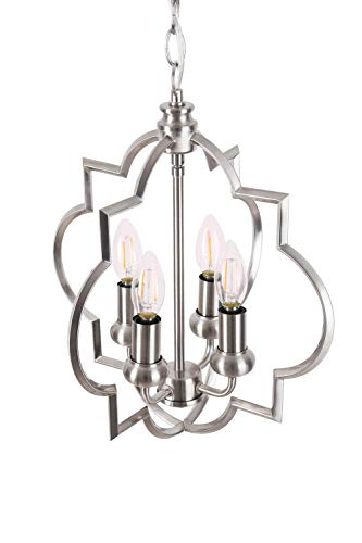 Homenovo Lighting Mersey 4-Light Chandelier, Modern Style Lighting For Entryway, Hallway, Dining Room And Living Room - Brushed Nickel #TOP3