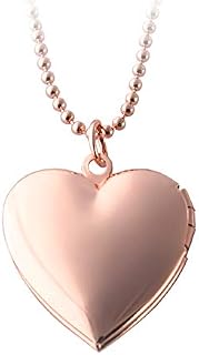 POWER WING Heart Locket Necklace That Holds Pictures,Rose Gold Plated Memory Photo Lockets,