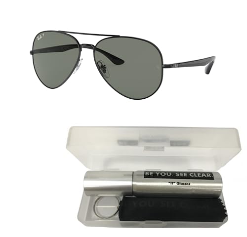 Ray-Ban RB3675 Sunglasses Bundle: RB 3675 002/58 Black Green Polar and Eyewear Cleaning Kit2
