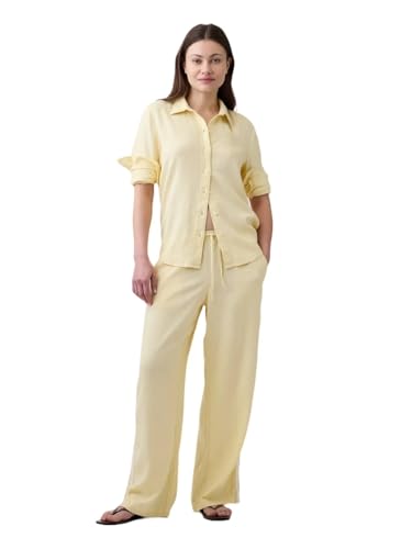 Image of Gap Womens Wide Leg Linen Pull on Pant