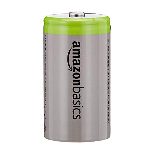 AmazonBasics C Cell Rechargeable Batteries 5000mAh Ni-MH, 4-Pack (Renewed)