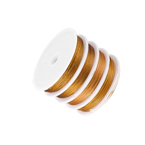 Alambre de acero inoxidable de 0,3 mm dorado para joyería, manualidades, pack de 4 rollos
