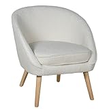 DRW Sessel aus Holz und Stoff in Weiß und Natur, 76 x 73 x 67 cm