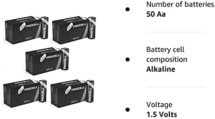 Duracell AA Industrial Alkaline Battery, Pack of 50