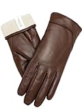 Orrpally Women Leather Gloves Winter Leather Warm Glove Touch Screen Texting Driving Gloves Brown M