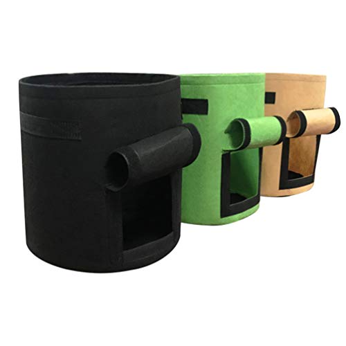 HEMOTON Paquete de 3 Bolsas de Cultivo de Fieltro de Fibra para Verduras Patata Tomate con Asas Y Ventana de Cosecha Transpirable Y Permeable (7 Galones)