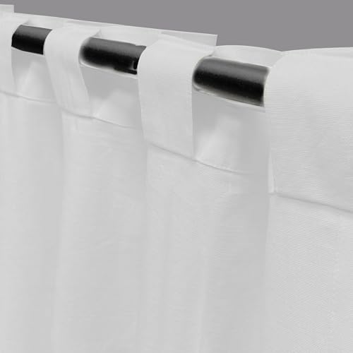 Image of LINENWALAS Cotton Linen Textured Hangs Elegantly with Back Loops Curtains for Door, Semi Sheer Curtains for Home Decor (4.5 x 8.5 ft, White) - Set of 2