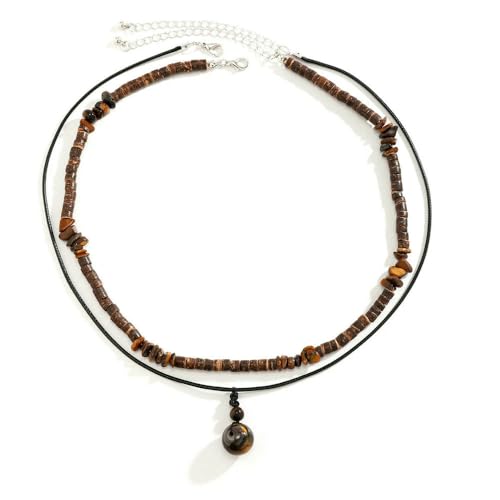 Collier homme pierre naturelle pendentif rond aux finitions vintage GLDFW