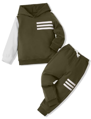 Image of Toddler Boy Clothes Long Sleeve Hoodie Sweatsuits Tops and Pants 2Pcs Boys Fall Winter Outfits Set